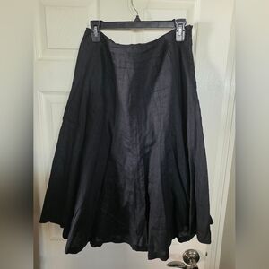 Lauren Ralph Lauren Long Black Linen Full Flare Skirt 14